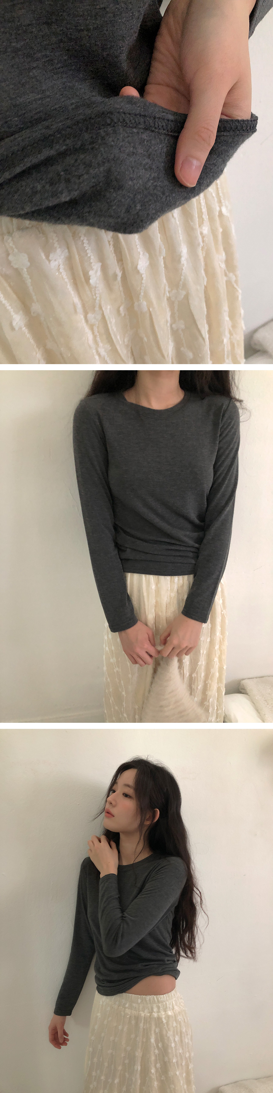 오디너리 기모 라운드 티 (7color) (간절기 얇은기모 기모티셔츠 기본티 긴팔 긴팔기본티 긴팔이너티 긴팔티 긴팔티셔츠 레이어드티 이너 이너티 티셔츠 히트텍 레이어드 봄) 상세 이미지 7