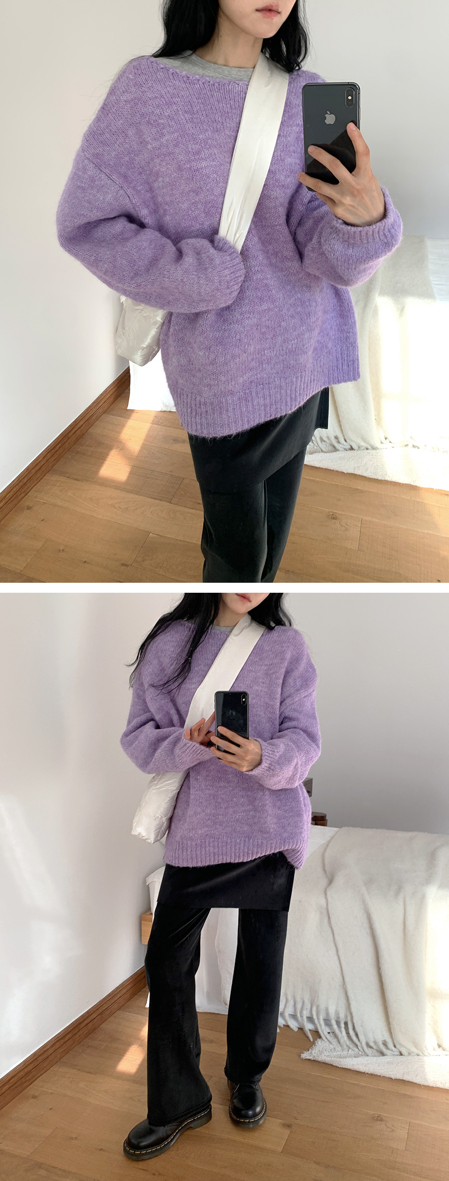미셸 골지 스커트팬츠 (3color) (레이어드 바지 스커트팬츠 팬츠 겨울바지 레이어드치마바지 슬림핏 레이어드팬츠 꾸안꾸 와이드) 상세 이미지 3