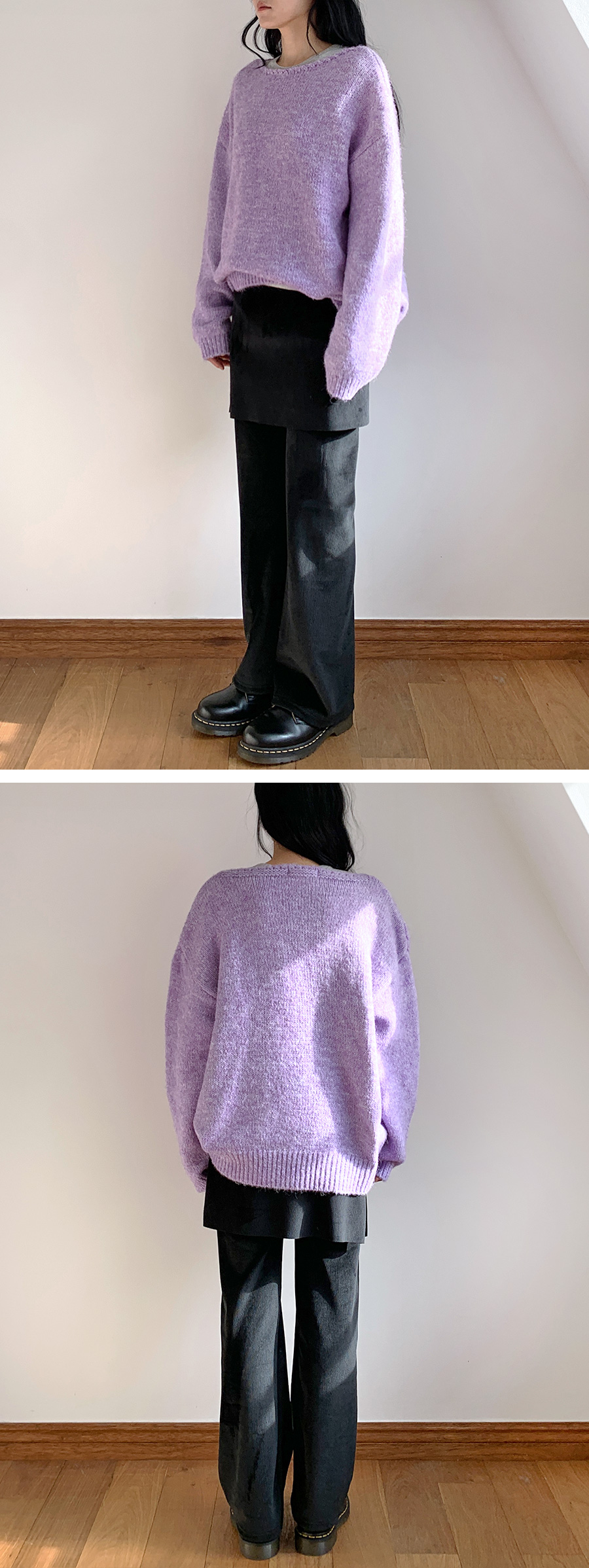 미셸 골지 스커트팬츠 (3color) (레이어드 바지 스커트팬츠 팬츠 겨울바지 레이어드치마바지 슬림핏 레이어드팬츠 꾸안꾸 와이드) 상세 이미지 8