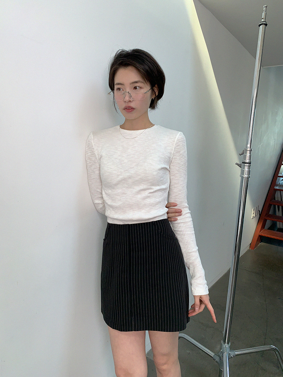 [여리핏/롱슬리브][3천장돌파][MADE]멜로우 슬림골지라운드 티 (4color) (긴팔티,기본티,티셔츠,레이어드티,긴팔티셔츠,니트,봄니트,하객룩) 상세 이미지 21