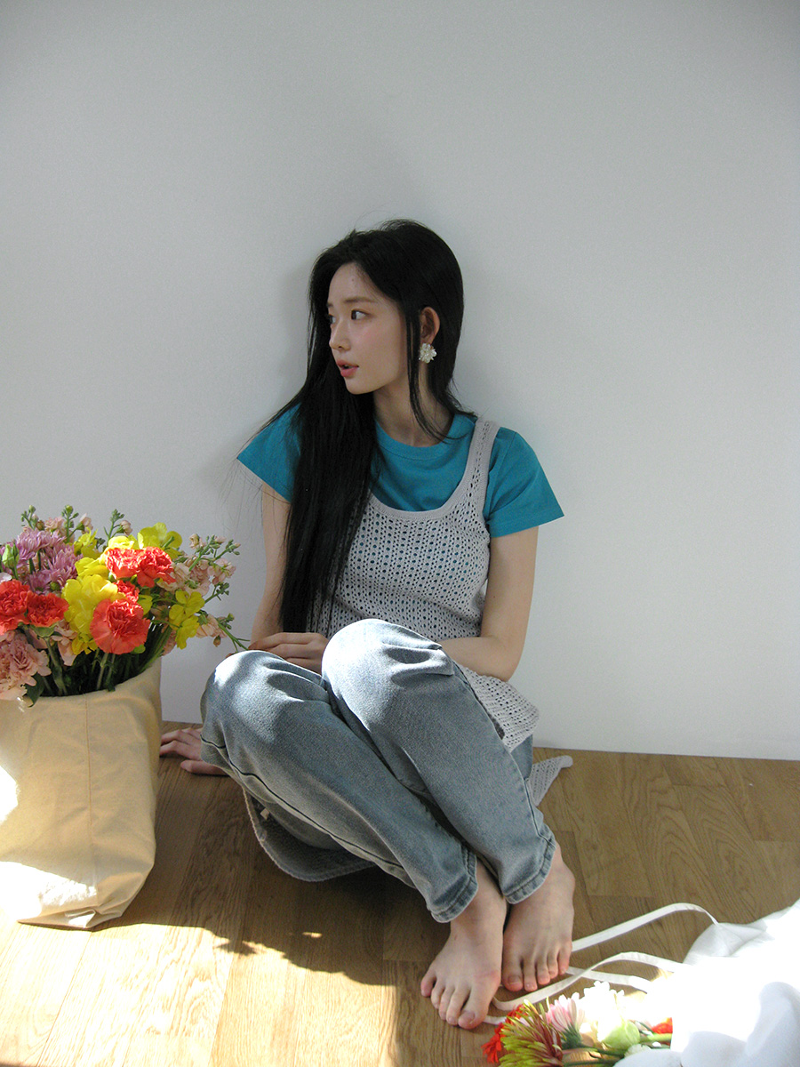 파일라 히든밴딩 스트레이트 데님 팬츠 (살안타템 여름 청바지 바지 밴딩팬츠 출근룩 데님 팬츠 빈티지 스트레이트데님) 상세 이미지 11