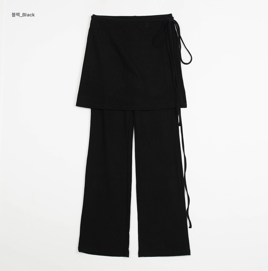 골지 랩 스커트 밴딩팬츠 (2color) (레이어드 바지 와이드팬츠 스커트팬츠 팬츠 밴딩팬츠 랩스커트팬츠 여리핏 레이어드팬츠 레이어드치마바지) 상세 이미지 22