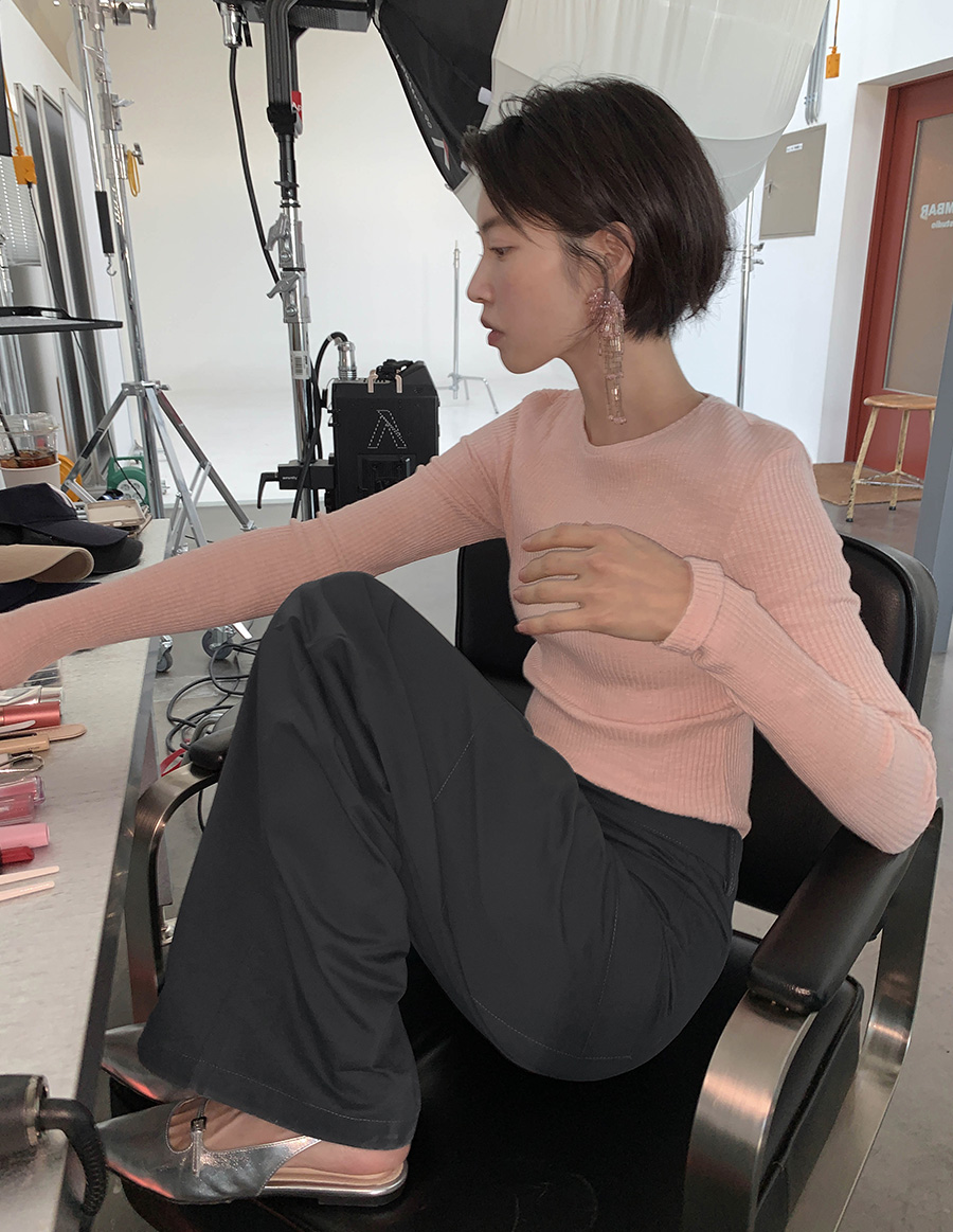 [여리핏/롱슬리브][3천장돌파][MADE]멜로우 슬림골지라운드 티 (4color) (긴팔티,기본티,티셔츠,레이어드티,긴팔티셔츠,니트,봄니트,하객룩) 상세 이미지 6