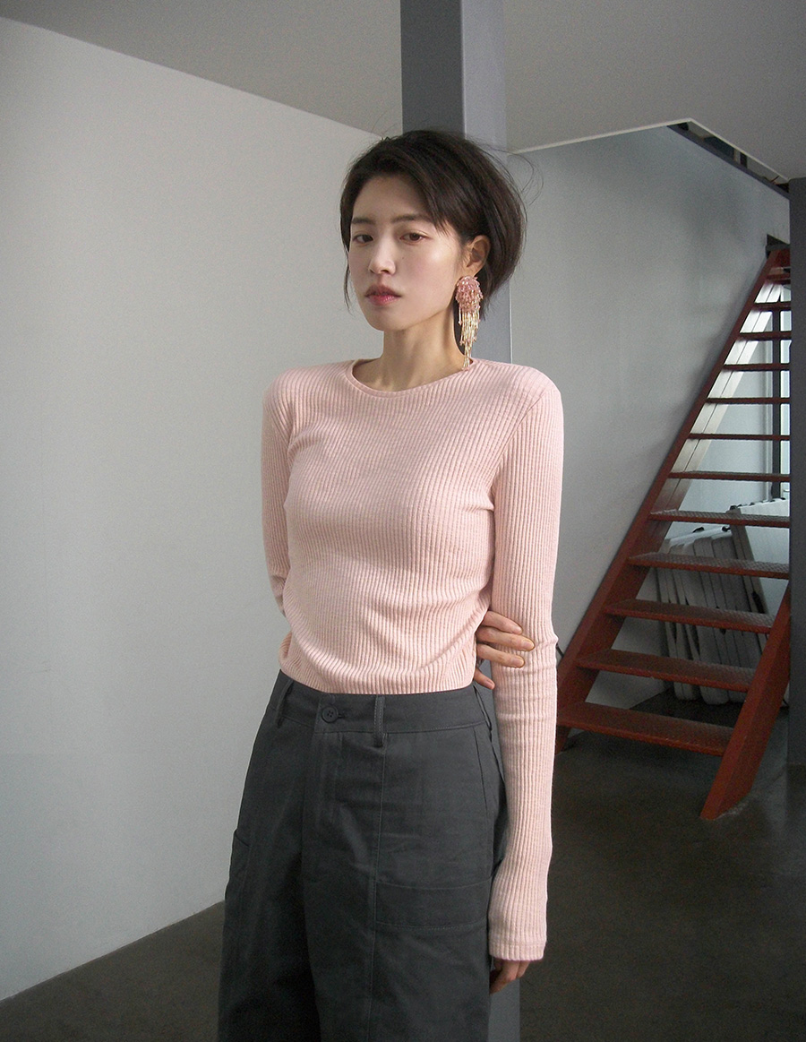 [여리핏/롱슬리브][3천장돌파][MADE]멜로우 슬림골지라운드 티 (4color) (긴팔티,기본티,티셔츠,레이어드티,긴팔티셔츠,니트,봄니트,하객룩) 상세 이미지 7
